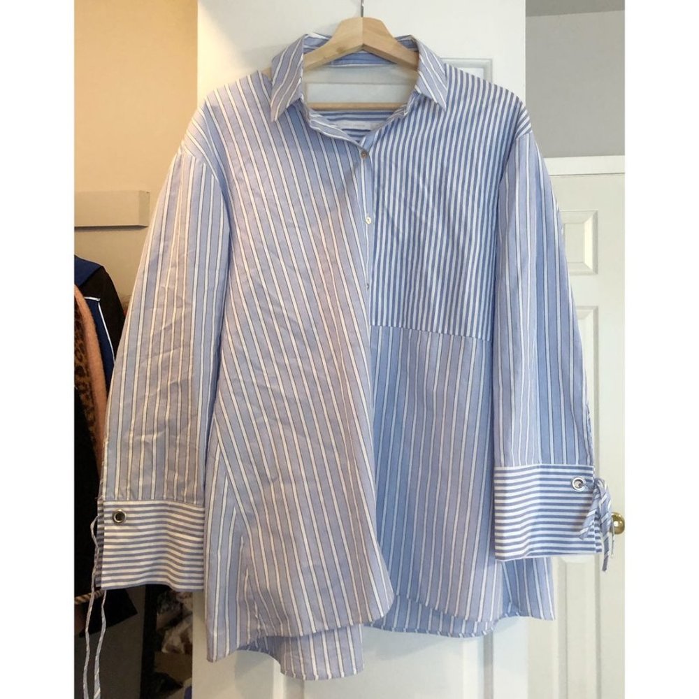 Zara stripe blouse with collar